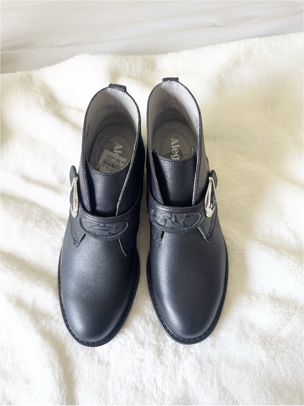 Alegria Mikki Loretta Crow black silver buckle make Boots leather size 38/8 NWOT - Picture 3 of 9
